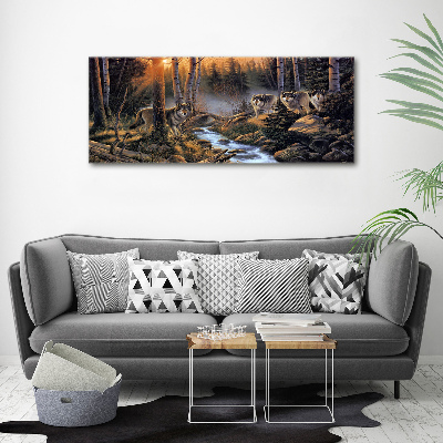 Foto auf Acryl Ein Wolfsrudel