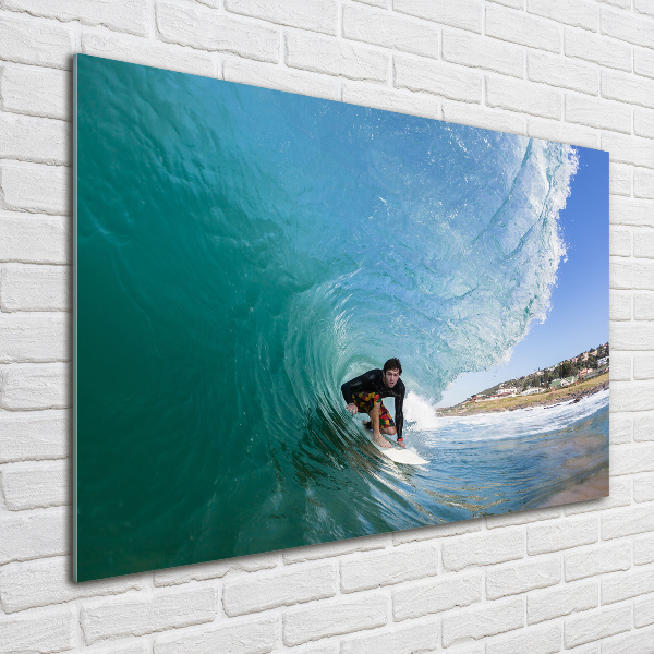 Acrylbild Fotodruck Surfer auf einer Welle