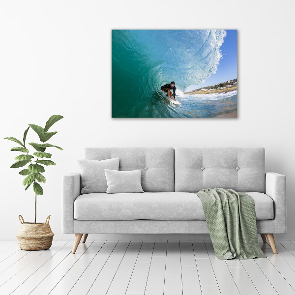 Acrylbild Fotodruck Surfer auf einer Welle