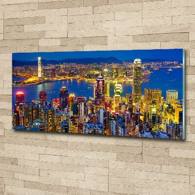 Acrylbild Fotodruck Hongkong bei Nacht