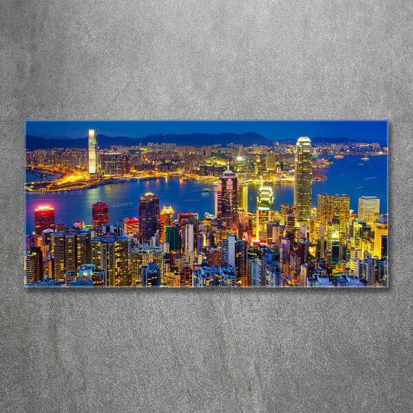 Acrylbild Fotodruck Hongkong bei Nacht