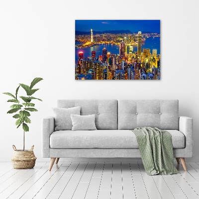 Acrylbild Fotodruck Hongkong bei Nacht