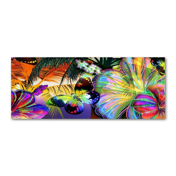 Acrylbild Fotodruck Blumen und ein Schmetterling