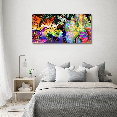 Acrylbild Fotodruck Blumen und ein Schmetterling