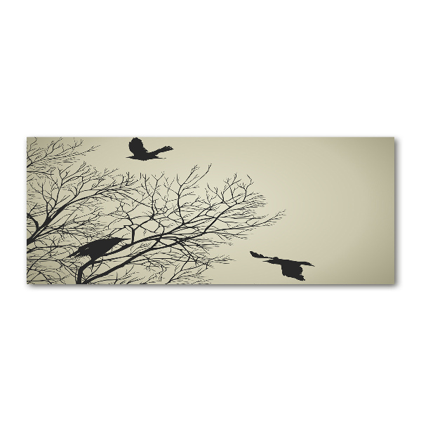 Acrylglas-Druck Krähen auf einem Baum