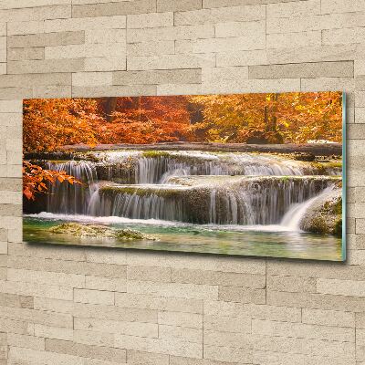 Acrylglas-Druck Wasserfall im Herbst