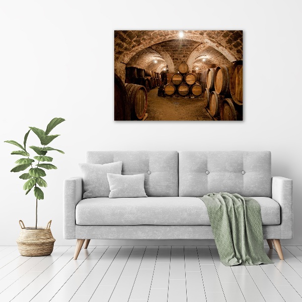 Acrylbild Fotodruck Fässer im Weinberg