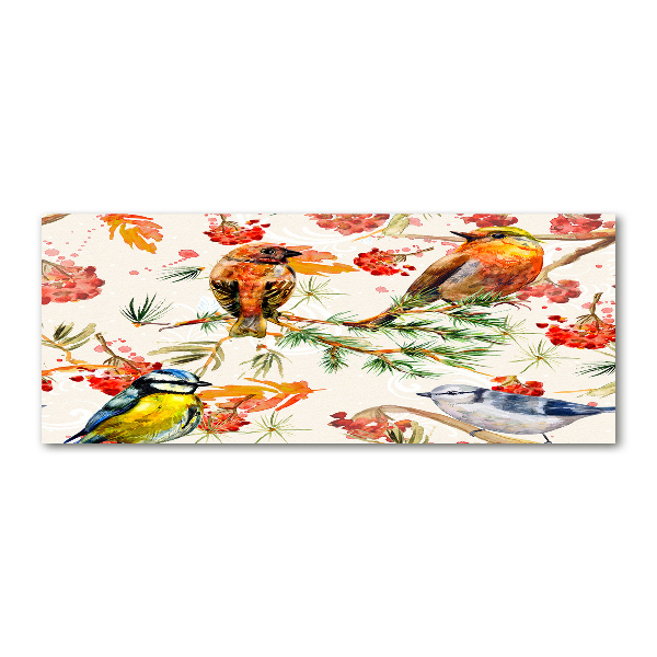 Acrylbild Fotodruck Nadelbäume und Vögel