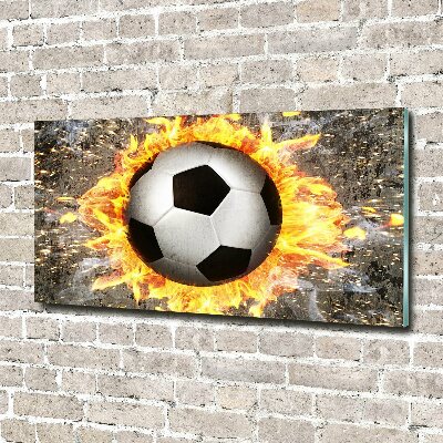 Bild auf Acrylglas Brennende Fußballsäge