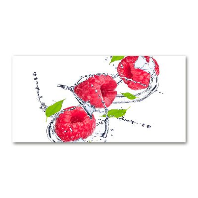 Acrylbild Fotodruck Himbeere und Wasser