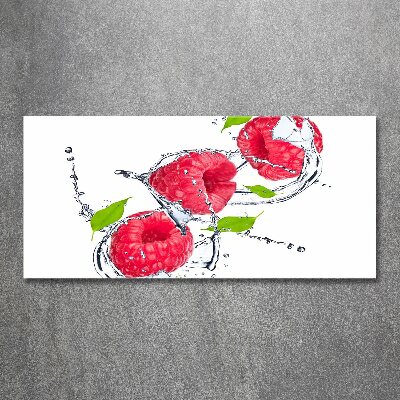 Acrylbild Fotodruck Himbeere und Wasser