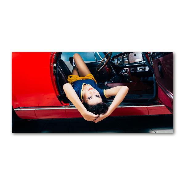 Bild auf Acrylglas Frau im Auto