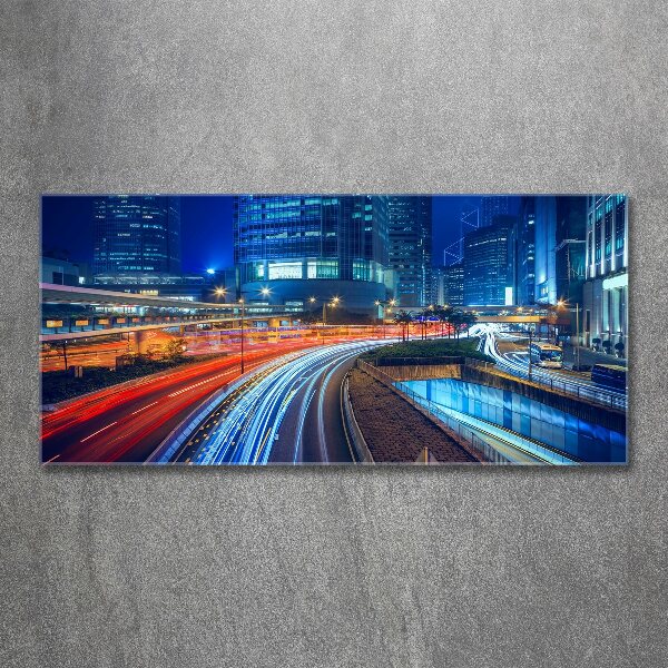 Acrylbild Fotodruck Hongkong bei Nacht