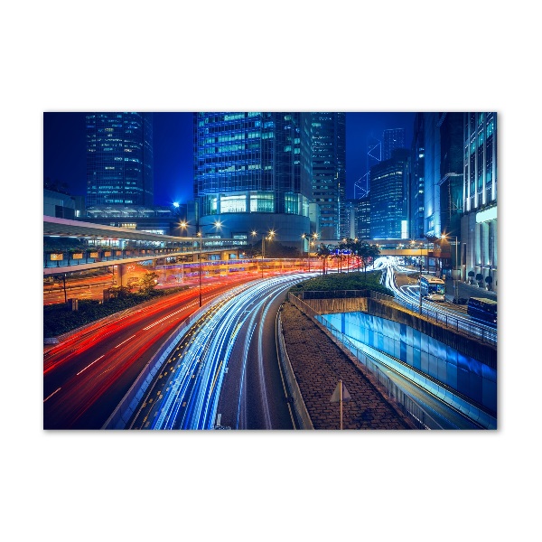 Acrylbild Fotodruck Hongkong bei Nacht
