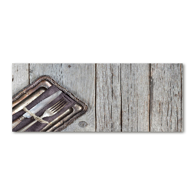 Acrylglas-Druck Besteck auf Brettern
