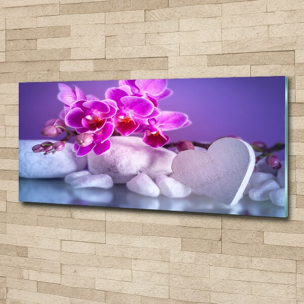 Acrylbild Fotodruck Orchidee und Herz