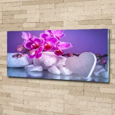 Acrylbild Fotodruck Orchidee und Herz