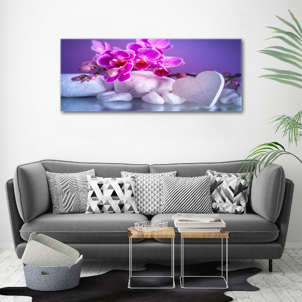 Acrylbild Fotodruck Orchidee und Herz