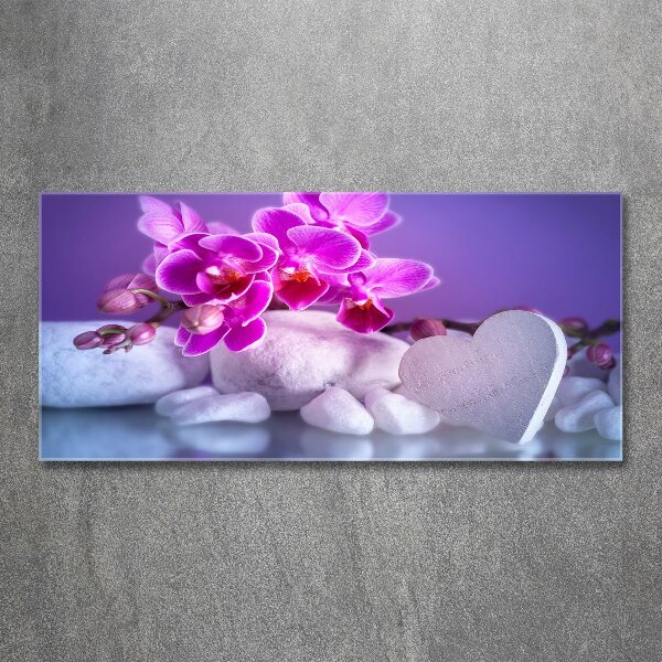 Acrylbild Fotodruck Orchidee und Herz