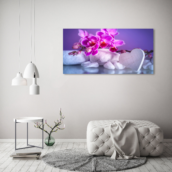 Acrylbild Fotodruck Orchidee und Herz