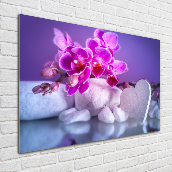 Acrylbild Fotodruck Orchidee und Herz
