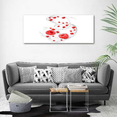 Bild auf Acrylglas Himbeeren mit Milch