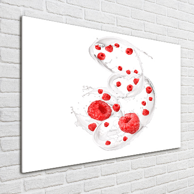 Bild auf Acrylglas Himbeeren mit Milch