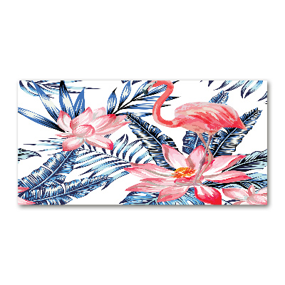 Acrylglas-Druck Flamingos und Pflanzen