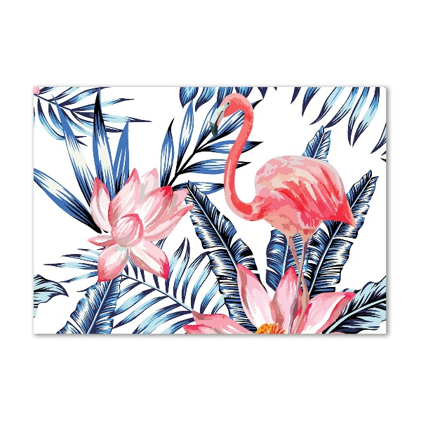 Acrylglas-Druck Flamingos und Pflanzen