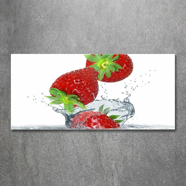 Bild auf Acrylglas Herabfallende Erdbeeren