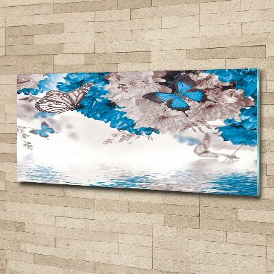 Acrylglas-Druck Blumen und Schmetterlinge