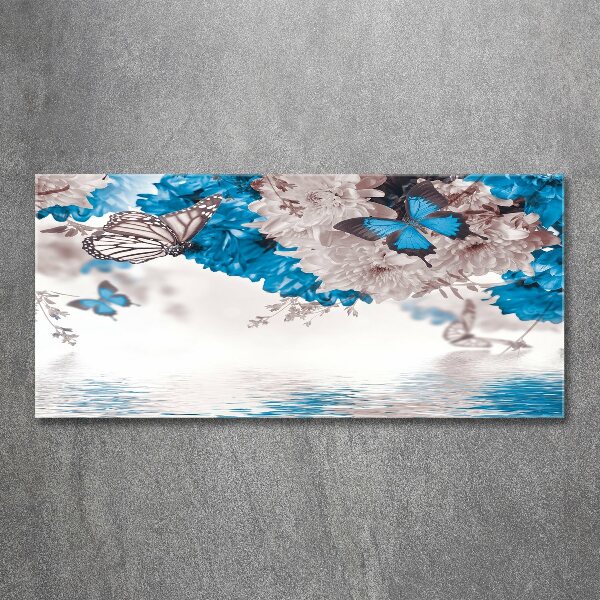 Acrylglas-Druck Blumen und Schmetterlinge
