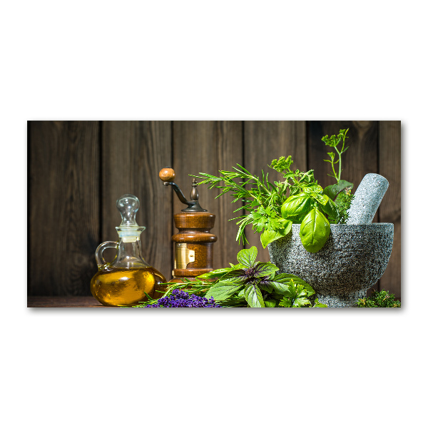 Bild auf Acrylglas Kräuter im Mörser