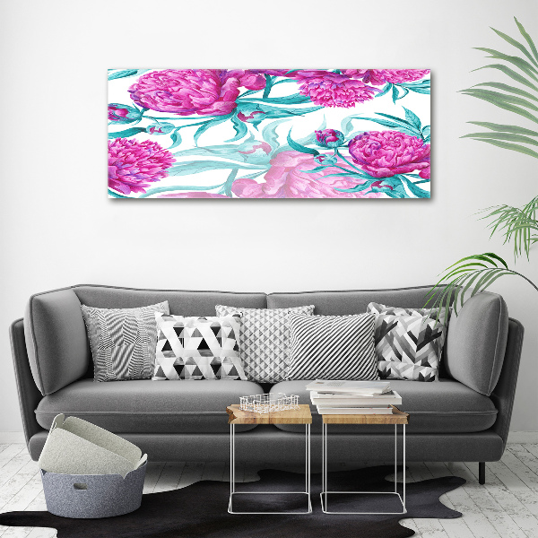 Acrylbild Fotodruck Rosa Pfingstrosen