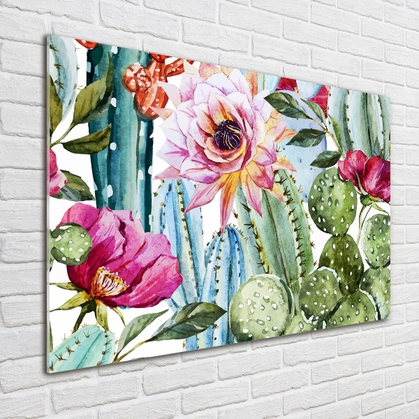 Bild auf Acrylglas Kakteen und Blumen