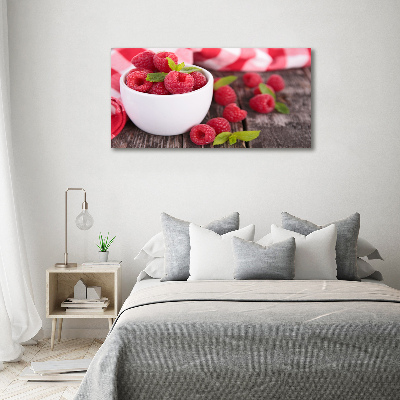 Acrylbild Fotodruck Himbeeren in einer Schüssel