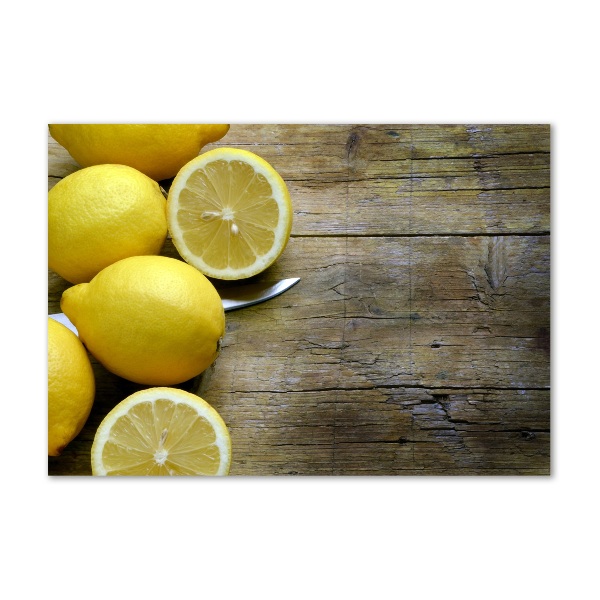 Acrylbild Fotodruck Zitronen auf Holz