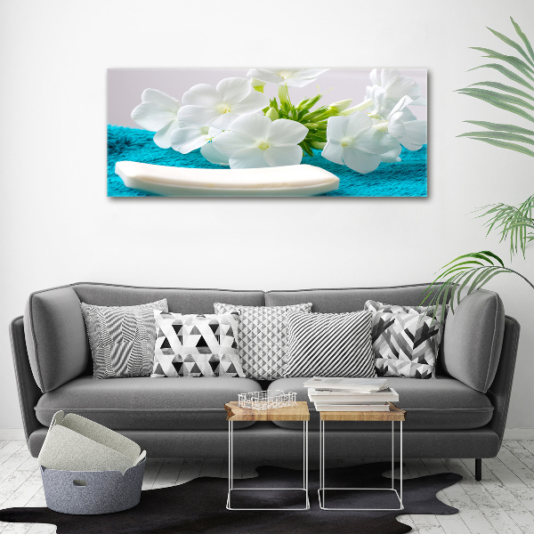 Acrylbild Fotodruck Weiße Spa-Blumen