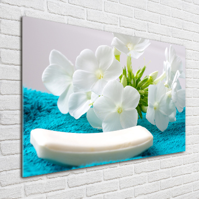 Acrylbild Fotodruck Weiße Spa-Blumen