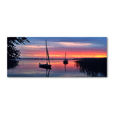 Bild auf Acrylglas Segelboote bei Sonnenuntergang