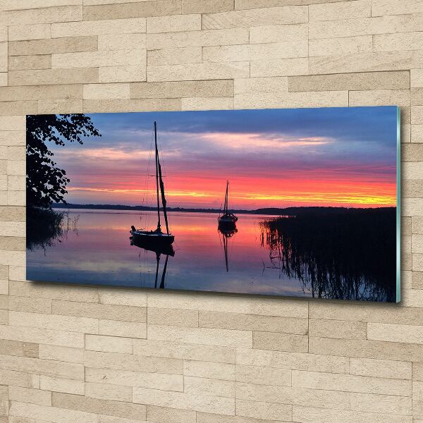 Bild auf Acrylglas Segelboote bei Sonnenuntergang