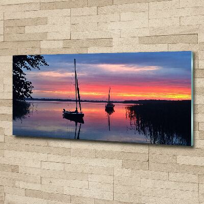 Bild auf Acrylglas Segelboote bei Sonnenuntergang