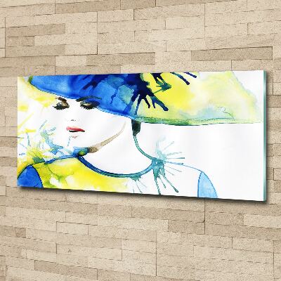Acrylbild Fotodruck Frau mit Hut