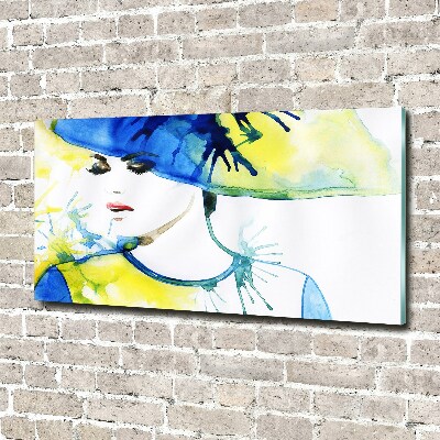 Acrylbild Fotodruck Frau mit Hut