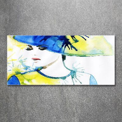Acrylbild Fotodruck Frau mit Hut