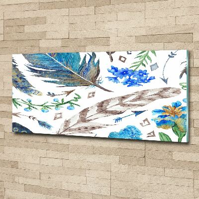 Acrylbild Fotodruck Federn und Blumen