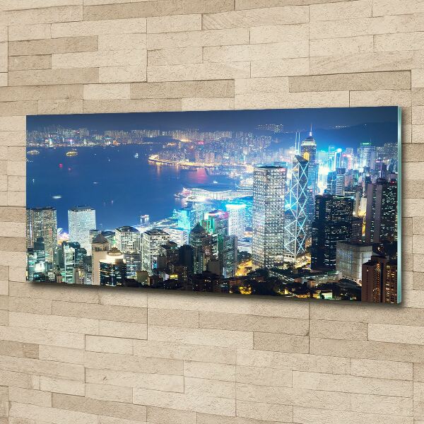 Acrylbild Fotodruck Hongkong bei Nacht