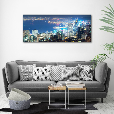 Acrylbild Fotodruck Hongkong bei Nacht