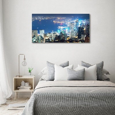 Acrylbild Fotodruck Hongkong bei Nacht