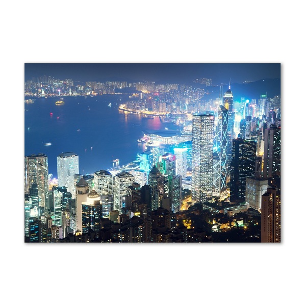 Acrylbild Fotodruck Hongkong bei Nacht